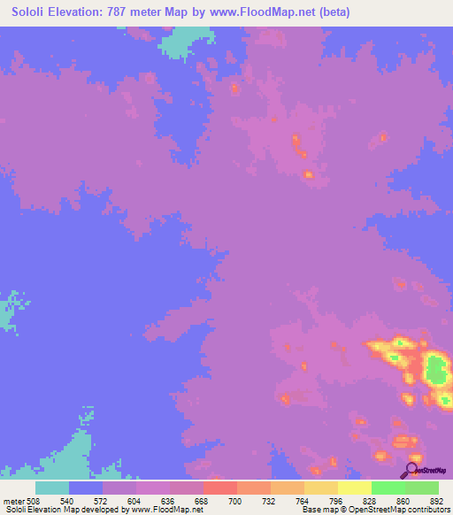 Sololi,Chad Elevation Map