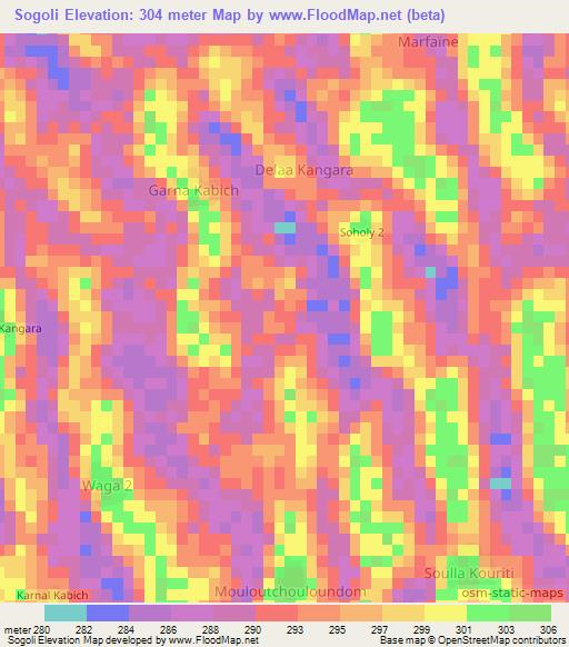 Sogoli,Chad Elevation Map