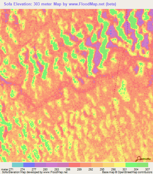 Sofa,Chad Elevation Map