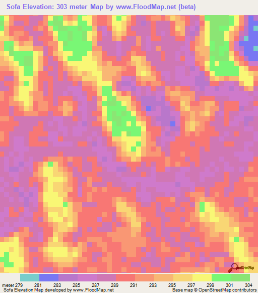 Sofa,Chad Elevation Map