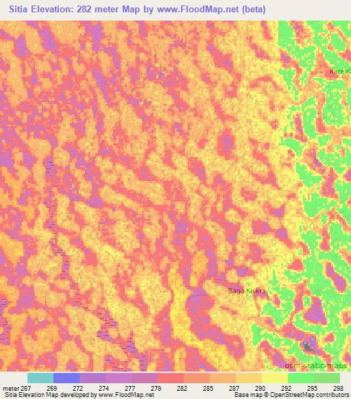 Sitia,Chad Elevation Map