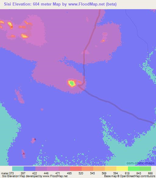 Sisi,Chad Elevation Map