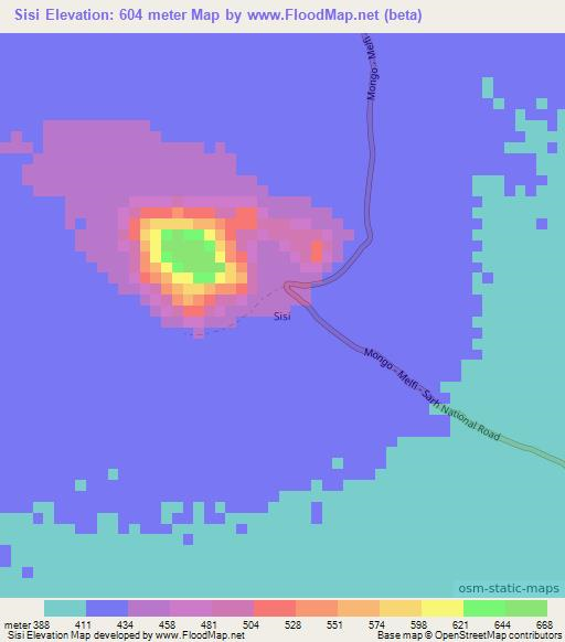 Sisi,Chad Elevation Map
