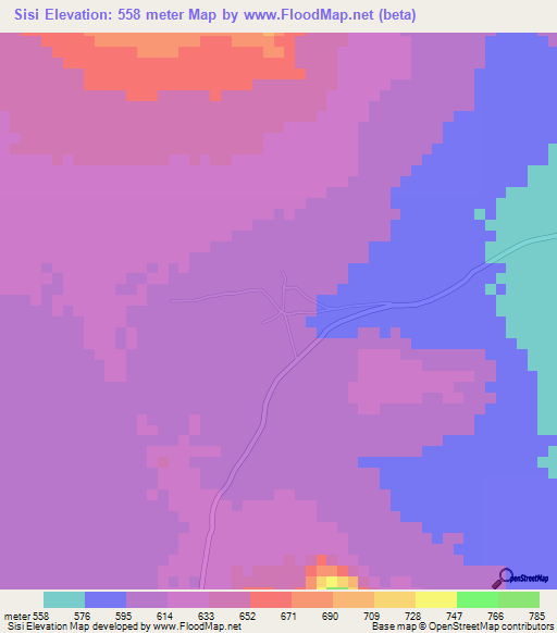 Sisi,Chad Elevation Map
