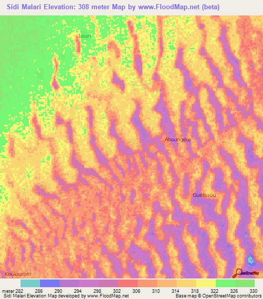 Sidi Malari,Chad Elevation Map