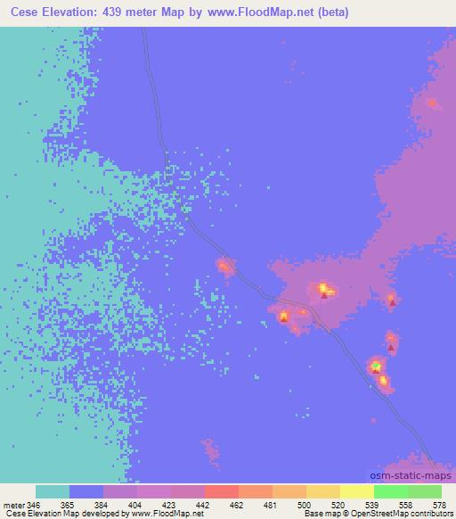 Cese,Chad Elevation Map
