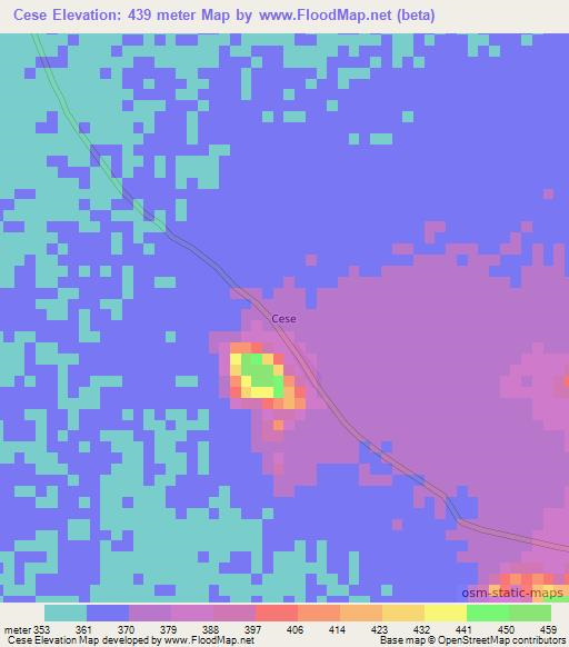 Cese,Chad Elevation Map