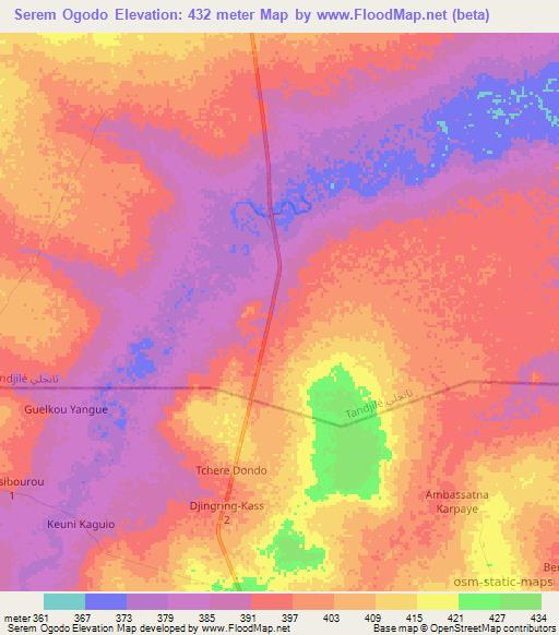 Serem Ogodo,Chad Elevation Map