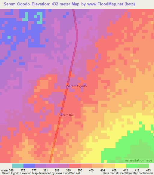 Serem Ogodo,Chad Elevation Map