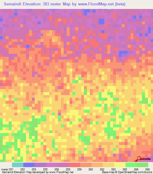 Semaindi,Chad Elevation Map