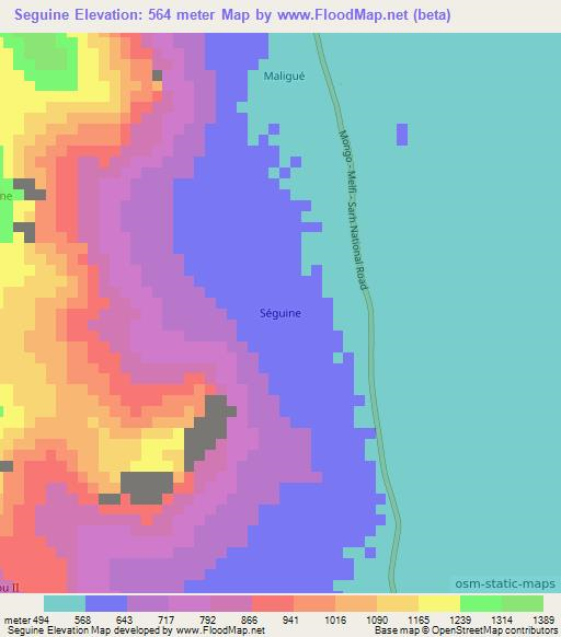 Seguine,Chad Elevation Map