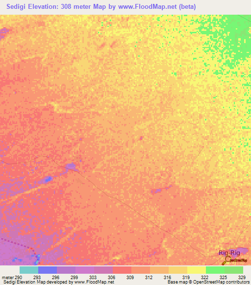 Sedigi,Chad Elevation Map