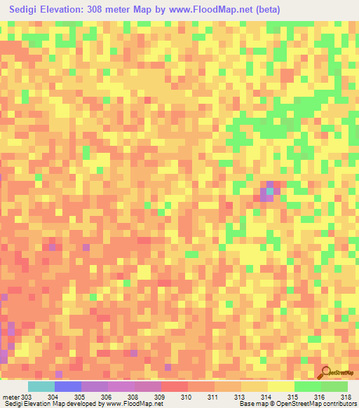 Sedigi,Chad Elevation Map