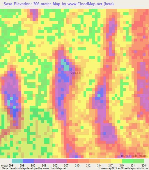 Sasa,Chad Elevation Map