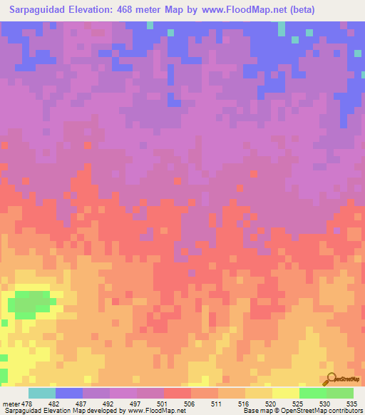 Sarpaguidad,Chad Elevation Map
