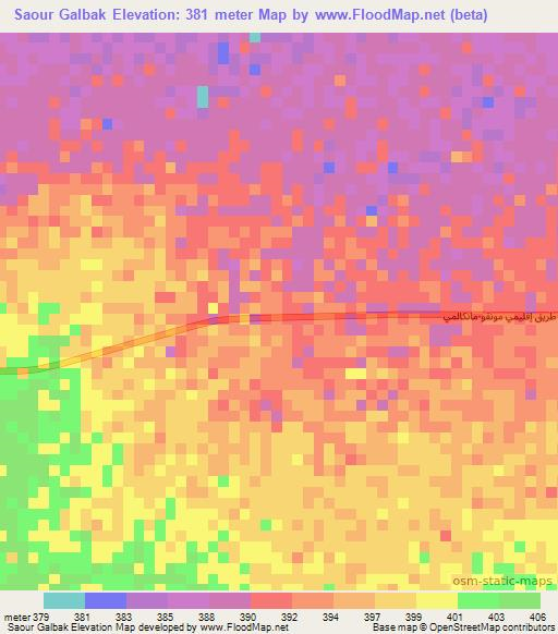 Saour Galbak,Chad Elevation Map