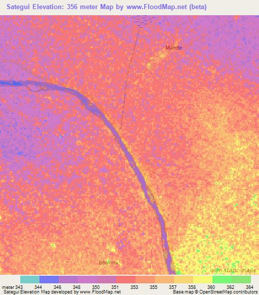 Sategui,Chad Elevation Map