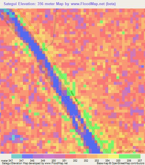 Sategui,Chad Elevation Map