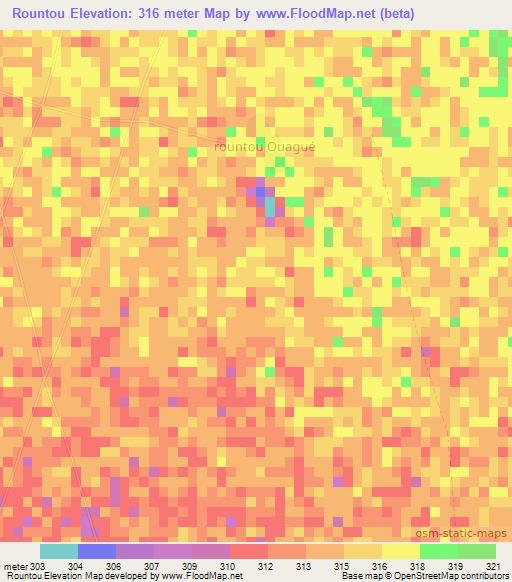 Rountou,Chad Elevation Map