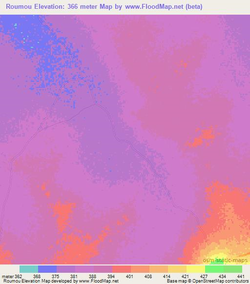 Roumou,Chad Elevation Map