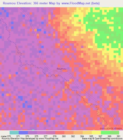 Roumou,Chad Elevation Map