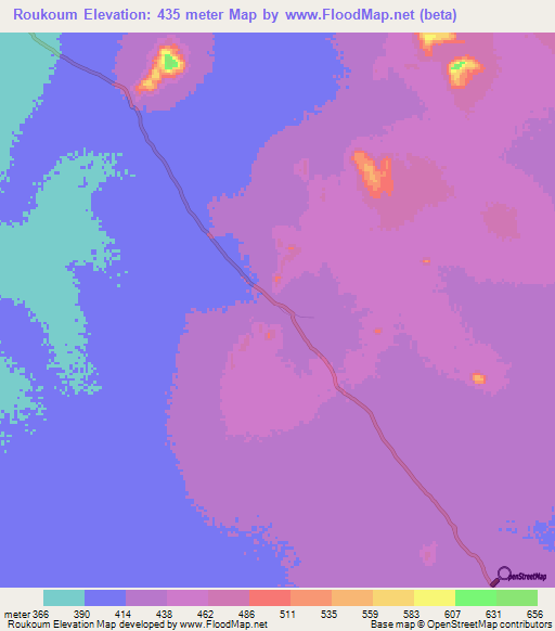 Roukoum,Chad Elevation Map