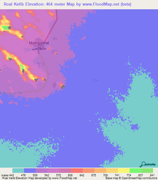Roal Kelib,Chad Elevation Map