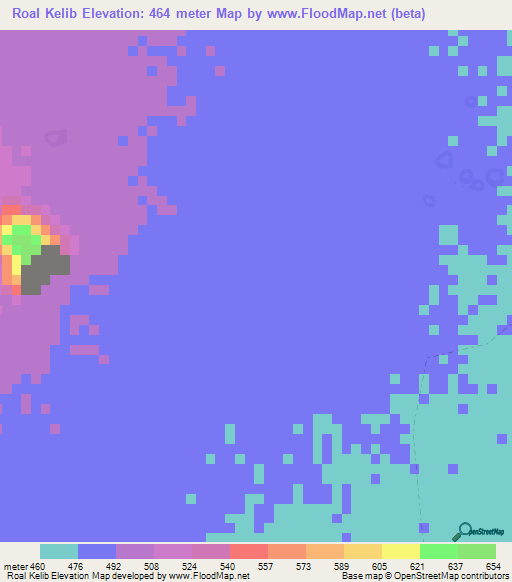 Roal Kelib,Chad Elevation Map