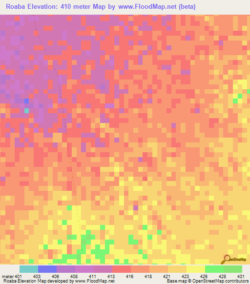 Roaba,Chad Elevation Map