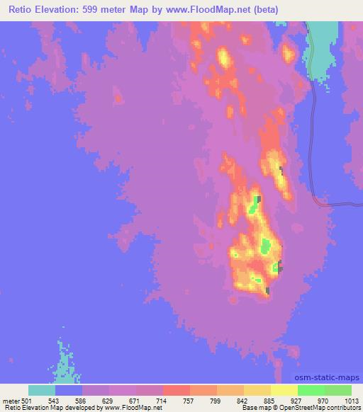 Retio,Chad Elevation Map