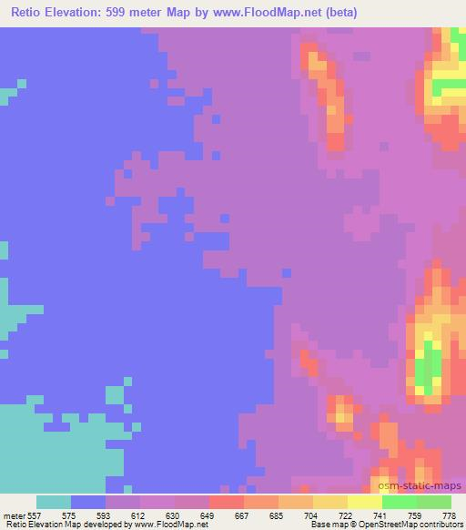 Retio,Chad Elevation Map
