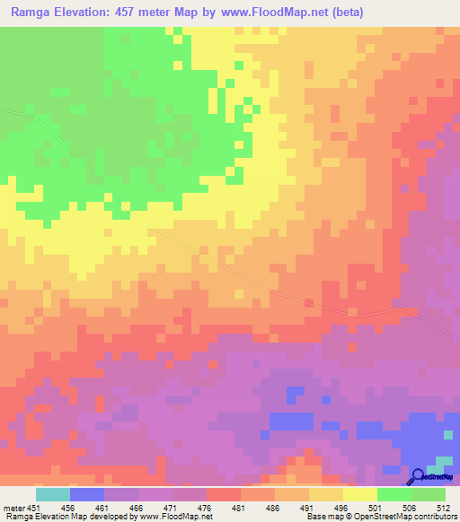 Ramga,Chad Elevation Map