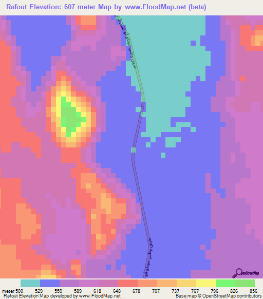 Rafout,Chad Elevation Map