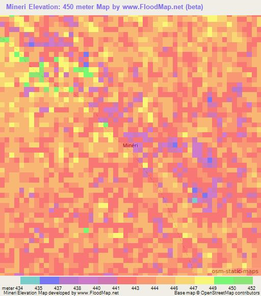Mineri,Chad Elevation Map