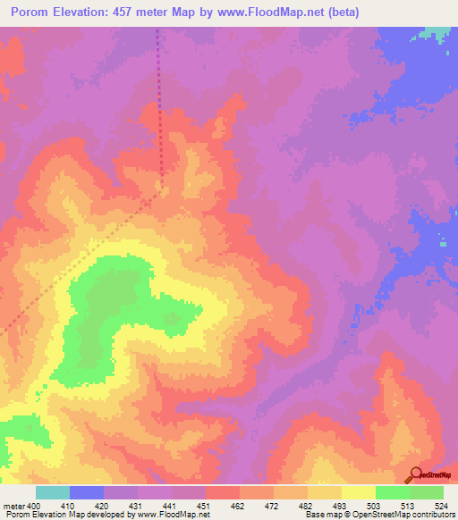 Porom,Chad Elevation Map