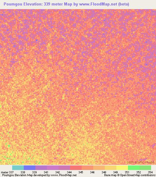 Poumgou,Chad Elevation Map