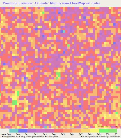 Poumgou,Chad Elevation Map