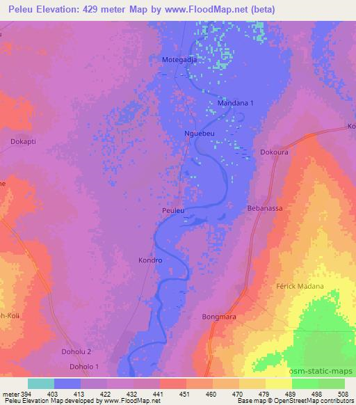 Peleu,Chad Elevation Map