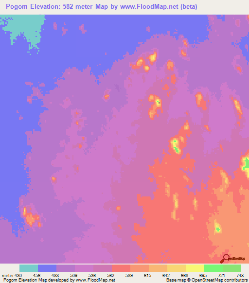 Pogom,Chad Elevation Map