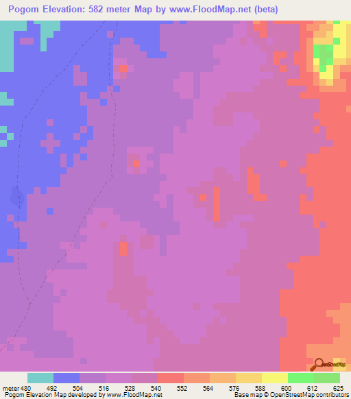 Pogom,Chad Elevation Map