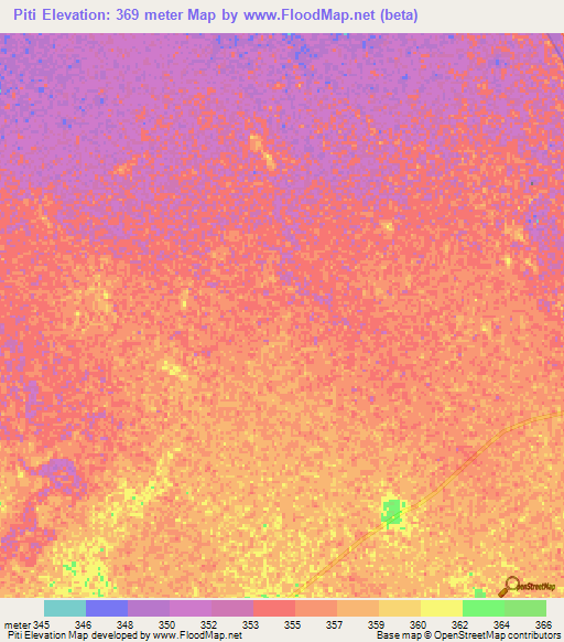 Piti,Chad Elevation Map