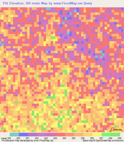 Piti,Chad Elevation Map