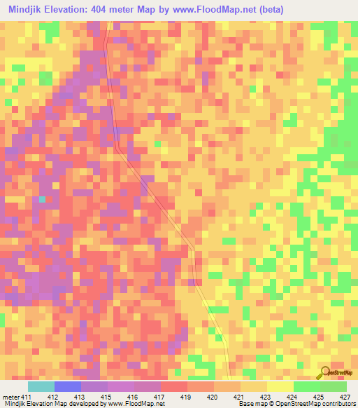 Mindjik,Chad Elevation Map