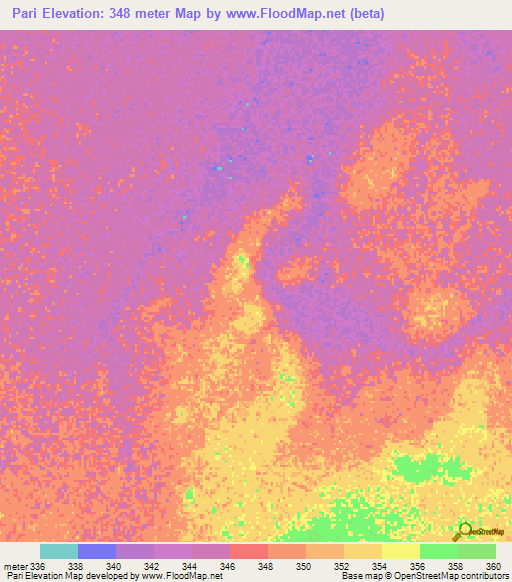 Pari,Chad Elevation Map