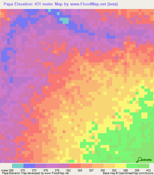 Papa,Chad Elevation Map