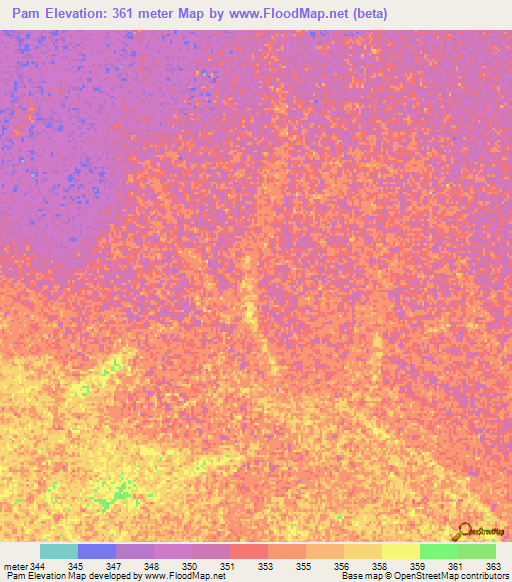 Pam,Chad Elevation Map