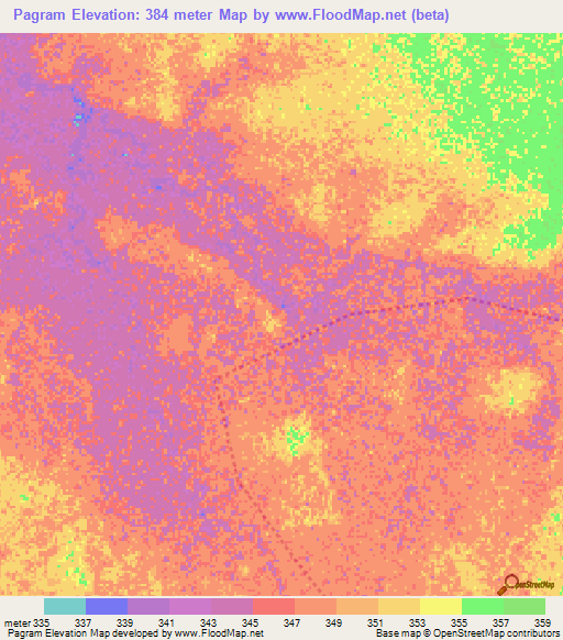 Pagram,Chad Elevation Map
