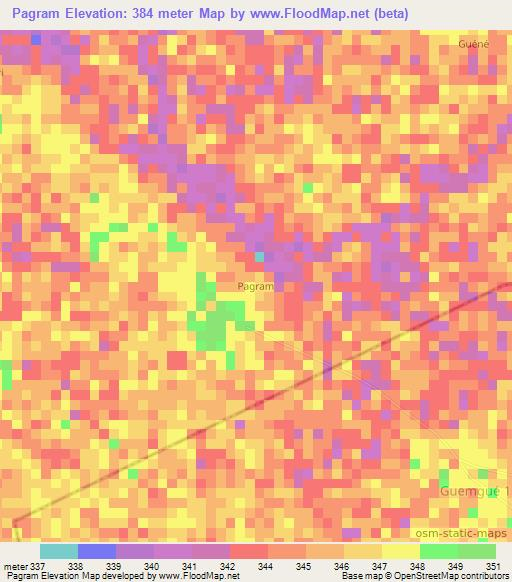 Pagram,Chad Elevation Map