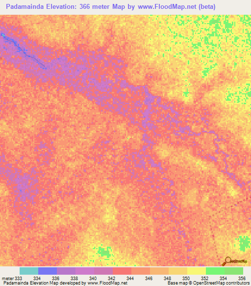 Padamainda,Chad Elevation Map
