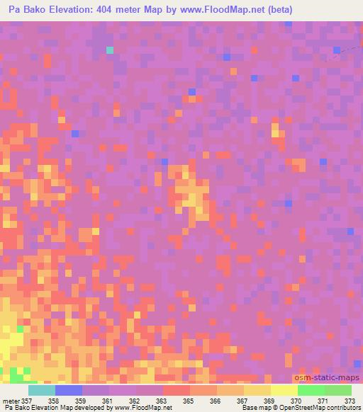 Pa Bako,Chad Elevation Map